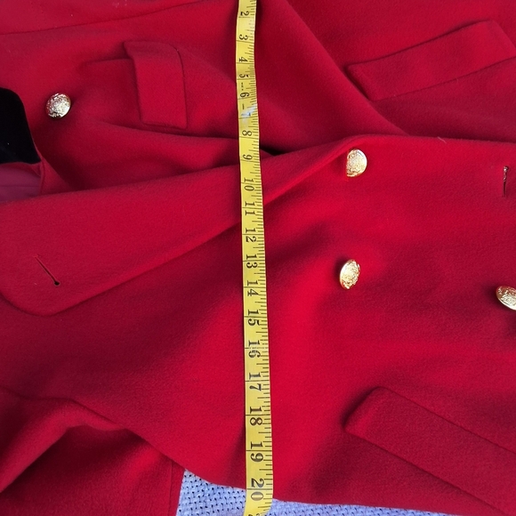 Vintage Valentine red wool overcoat with velvet collar 14 - Picture 7 of 16